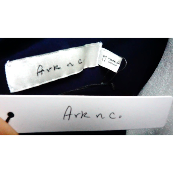 NWT, ARK & CO contrast lace ruffle dress dark navy size medium new - Picture 8 of 9